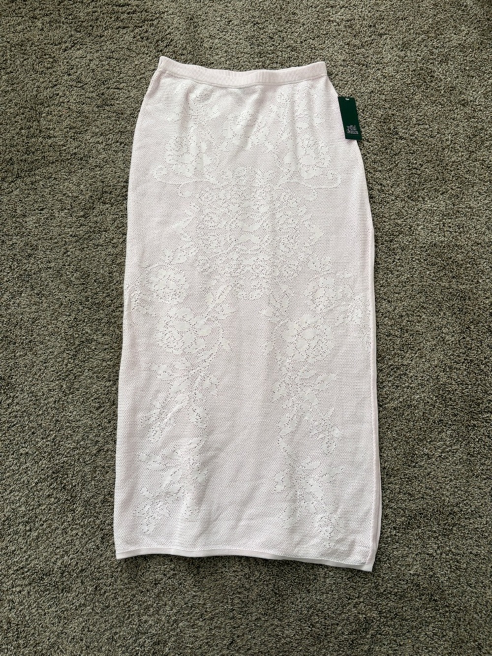 wild fable Light Pink Lace-Effect Knit Midi Skirt